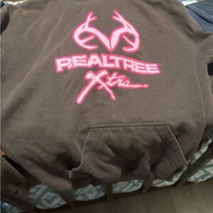 Realtree Dark Brown Sweatshirt with Vibrant Pink Logo